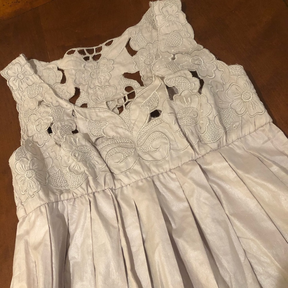 Lucca Lavender Gray Pleated Appliqué Dress